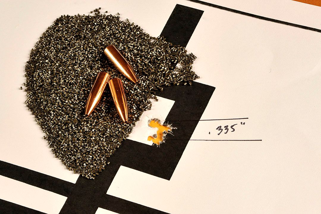 By combining an 80 Berger Match Varmint bullet and 34 grains of Vihtavuori N-140, it did its thing at .335 inch in one tight 3-shot group with all rounds touching.